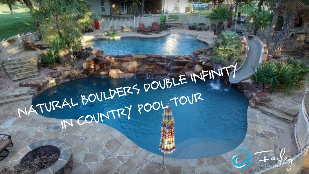 Natural Boulders Double Infinity Pool Tour with Dolphin Slide in Boyd, TX