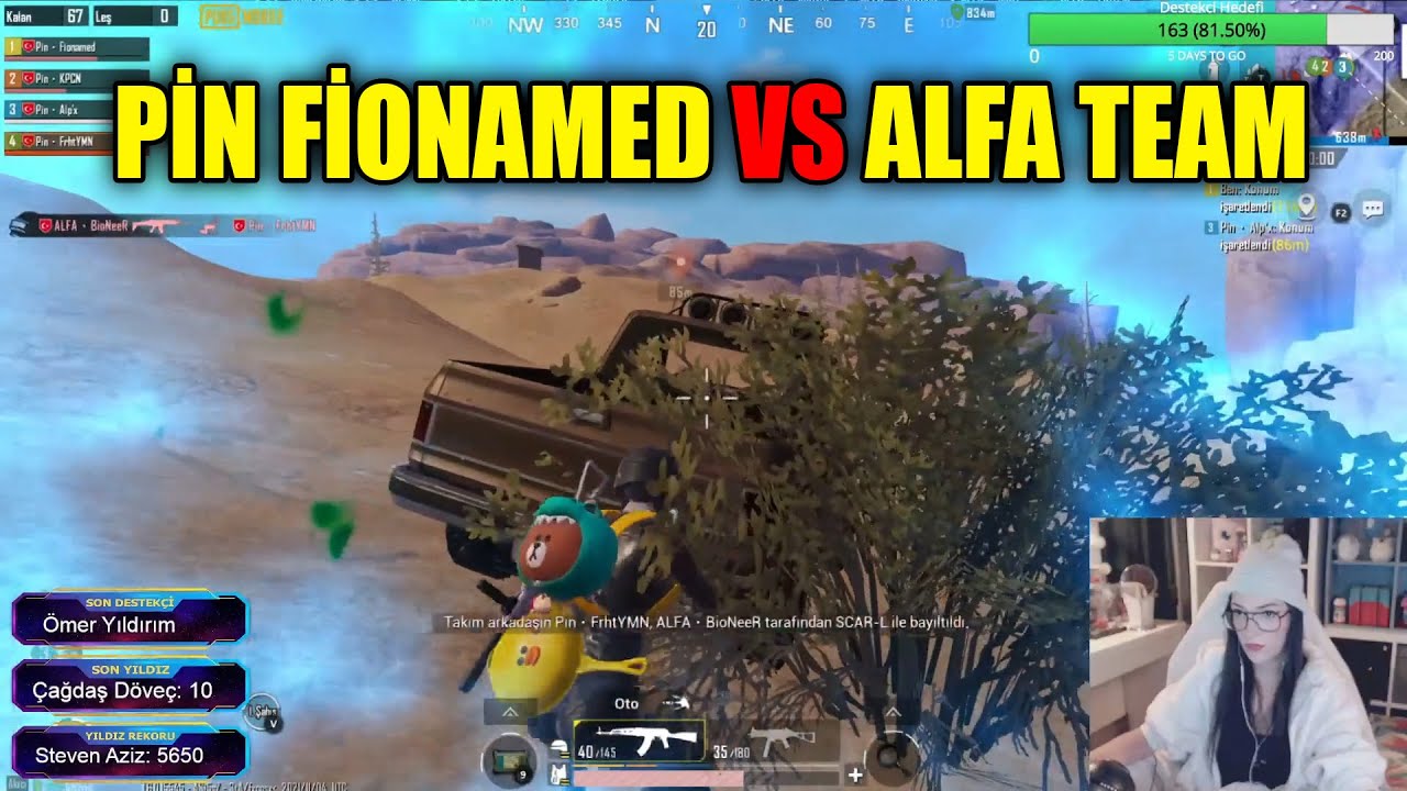 PİN FİONAMED VS ALFA TEAM Pubg Mobile Yayıncı Karşılaşmaları