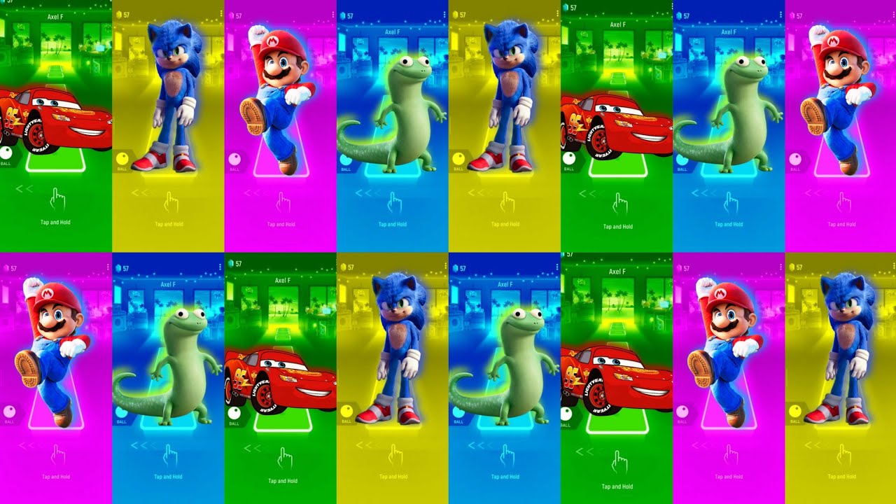 All Characters Mega-Mix: Mario 🆚 Sonic 🆚 McQueen 🆚 Tom Lizard 🦎 🪩 Tiles Hop Edm Rush 