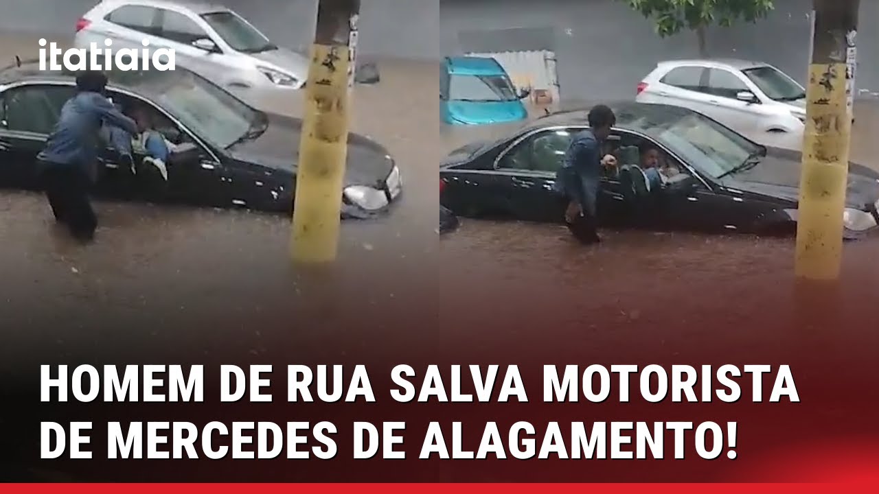 HOMEM EM SITUAÇÃO DE RUA SALVA MOTORISTA, PRESO EM MERCEDES-BENZ, DE ALAGAMENTO EM BELO HORIZONTE