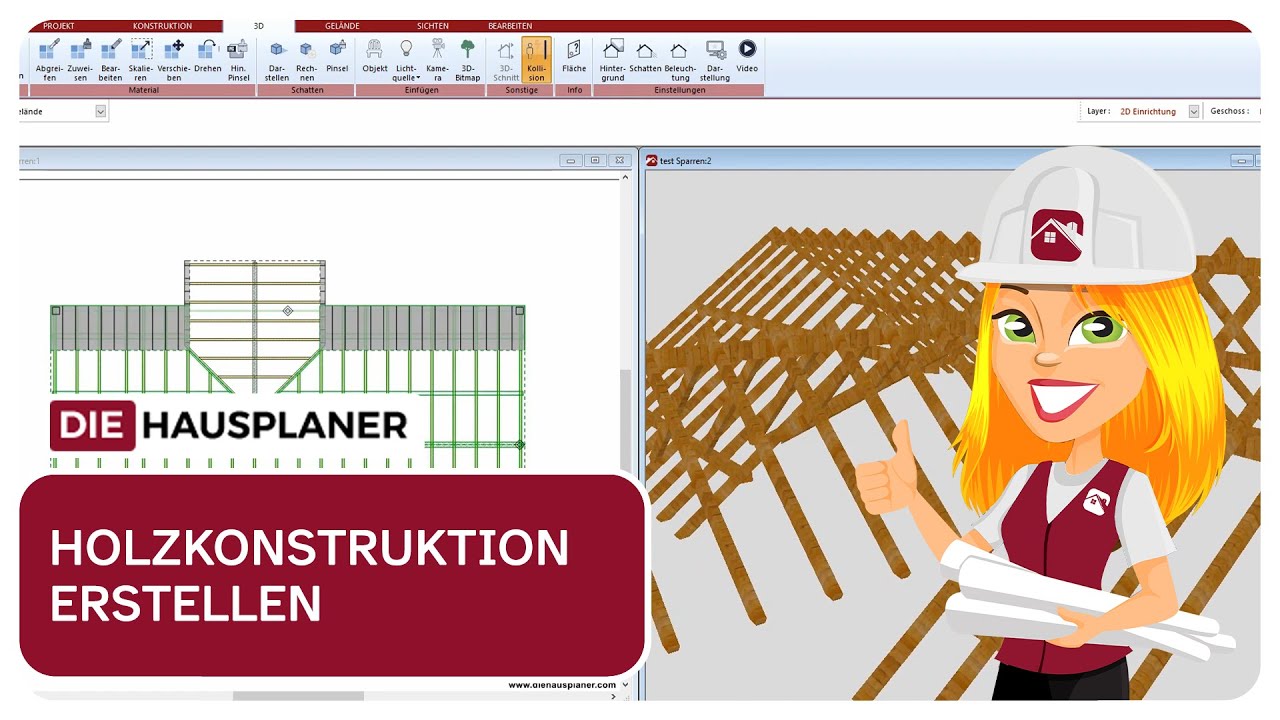 Holzkonstruktion erstellen und bearbeiten im 3D HAUSPLANER