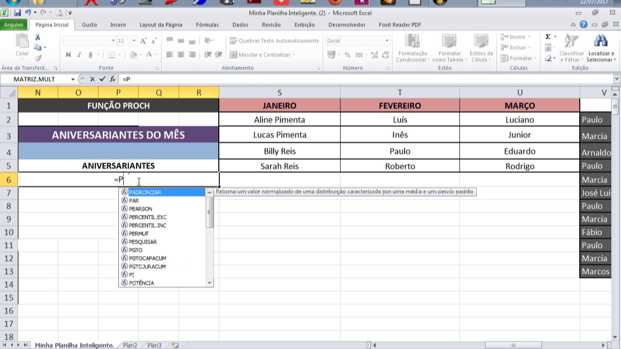 01 INTRODUÇÃO AO EXCEL E FUNÇÃO PROCH