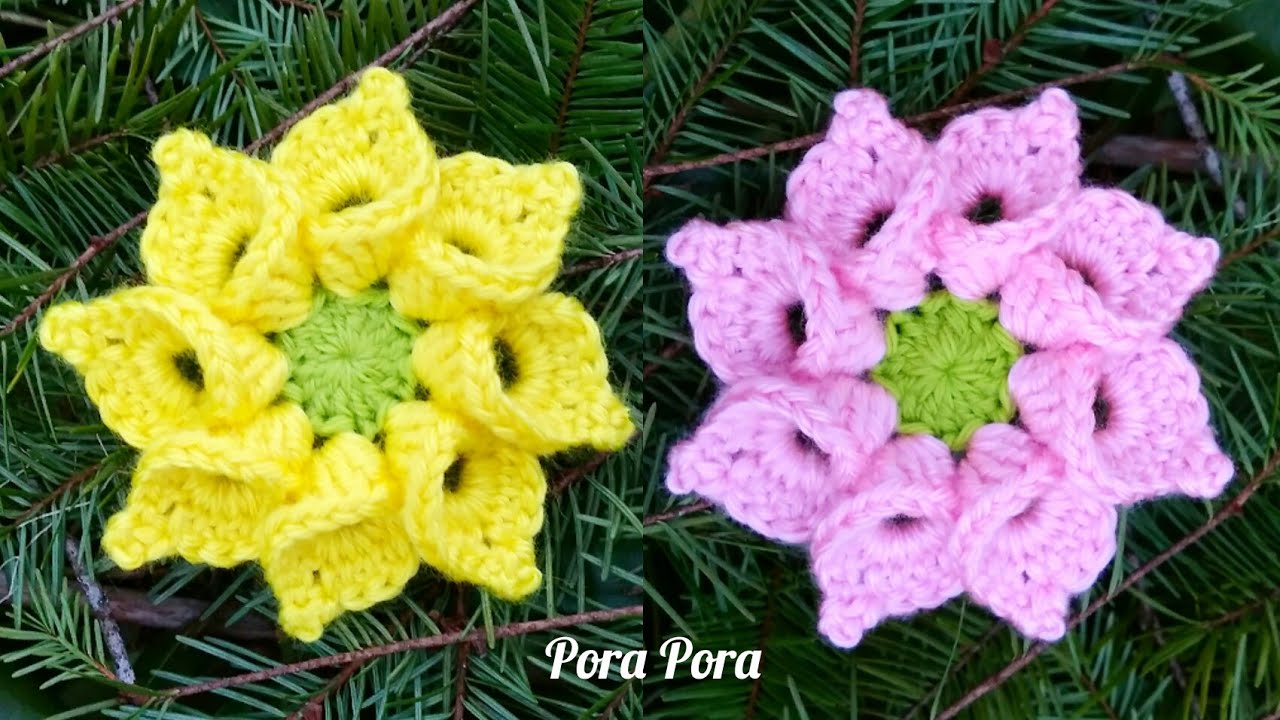 Crochet Flower I Crochet 8 Petals Flower I Crochet 3D Flower