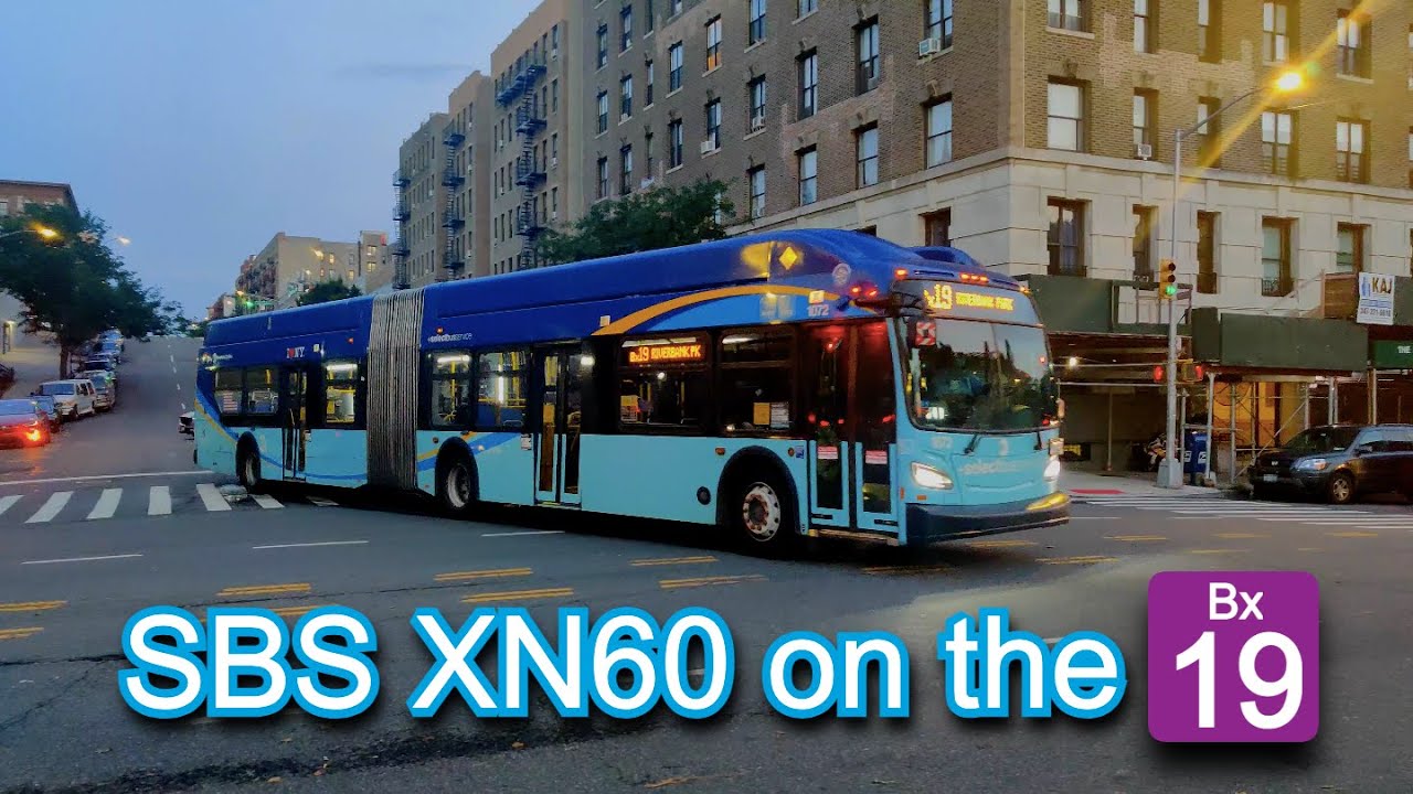 NYCT Bus: 2018 New Flyer XN60 1072 (SBS Schemed) on the Bx19 @ Riverbank State Park Entrance