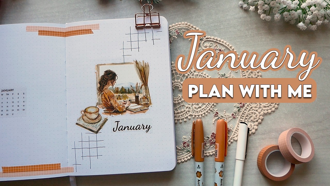 📔January 2025 Bullet Journal Setup | PLAN WITH ME ASMR with Mini printer