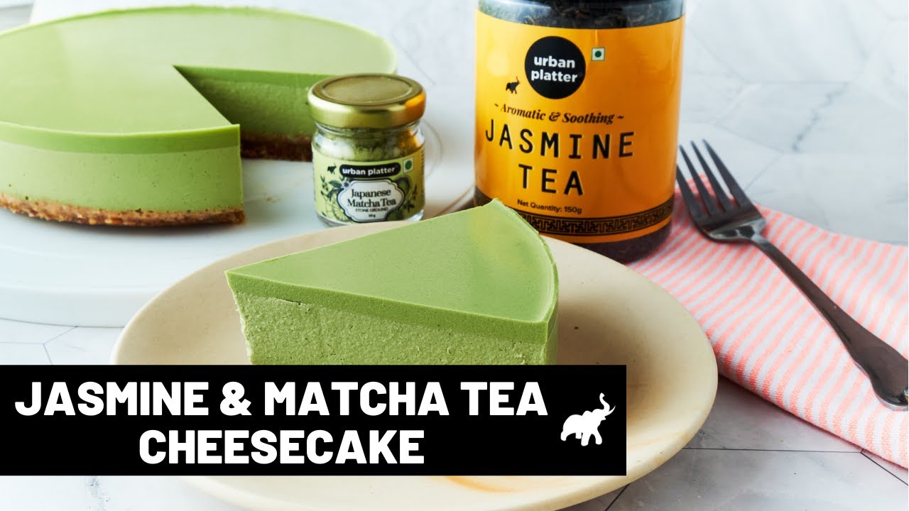 Jasmine & Matcha Tea Cheesecake | Vegan | No-Bake | Agar Agar