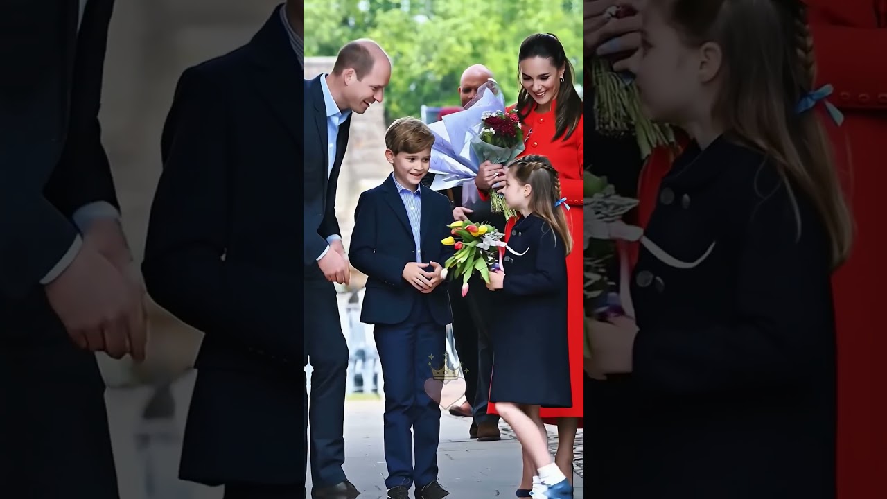Omg! Charlotte gives flowers  William beams ✨#royalfamily #princewilliam #princess #charlotte