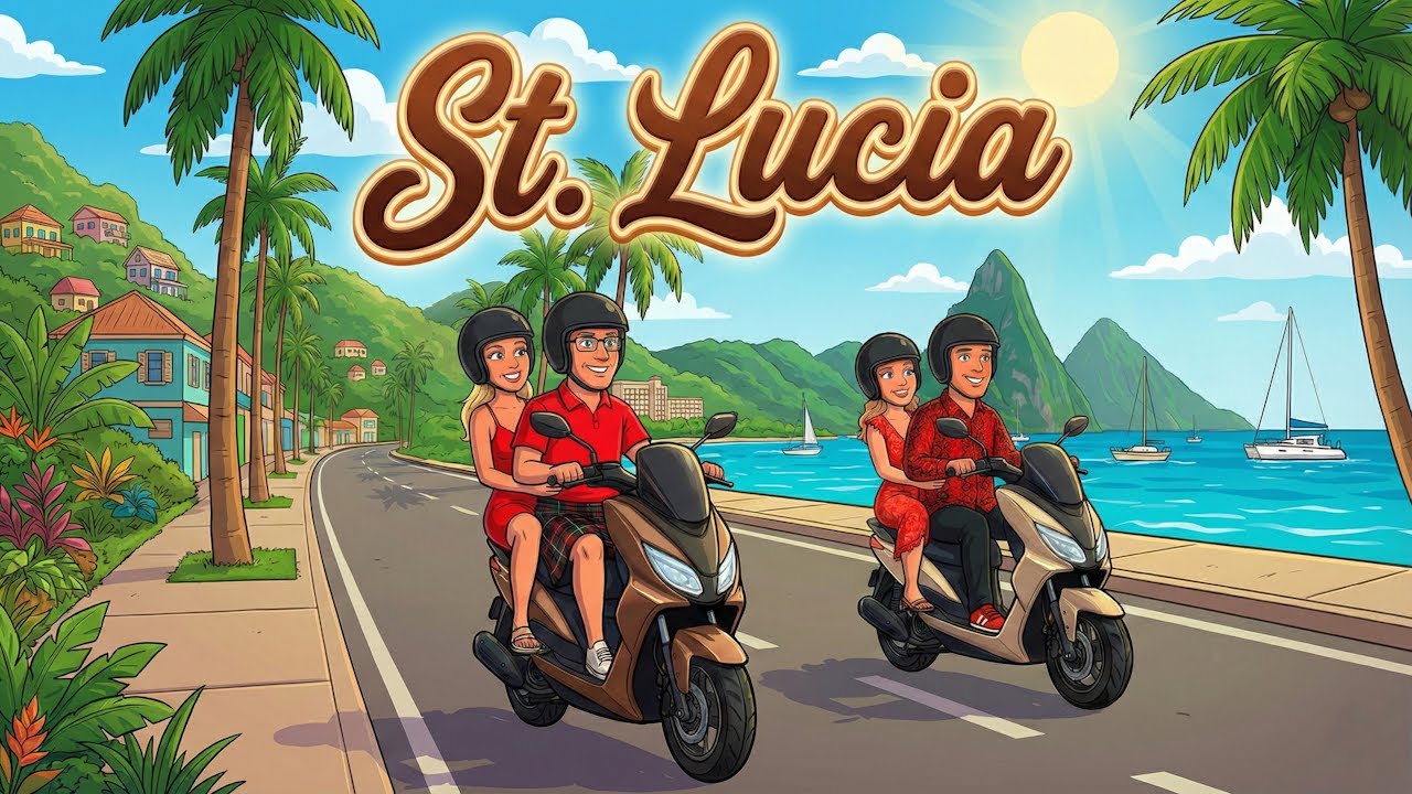 Riding Electric Scooters in St. Lucia - Rodney Bay Island Tour