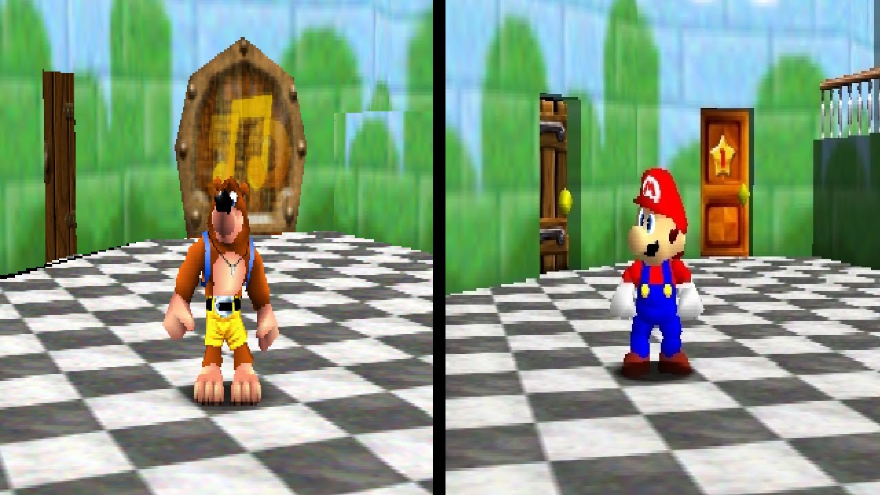 Banjo-Kazooie in Super Mario 64 Comparison (Real N64 Capture)