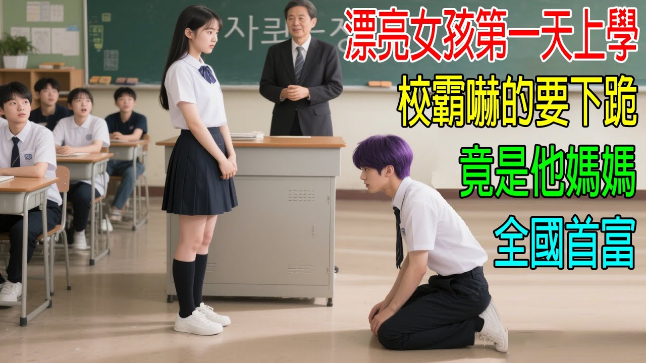 漂亮女孩第一天上學，校霸嚇的要下跪，竟然是他媽媽，全國首富，校長都怕她！