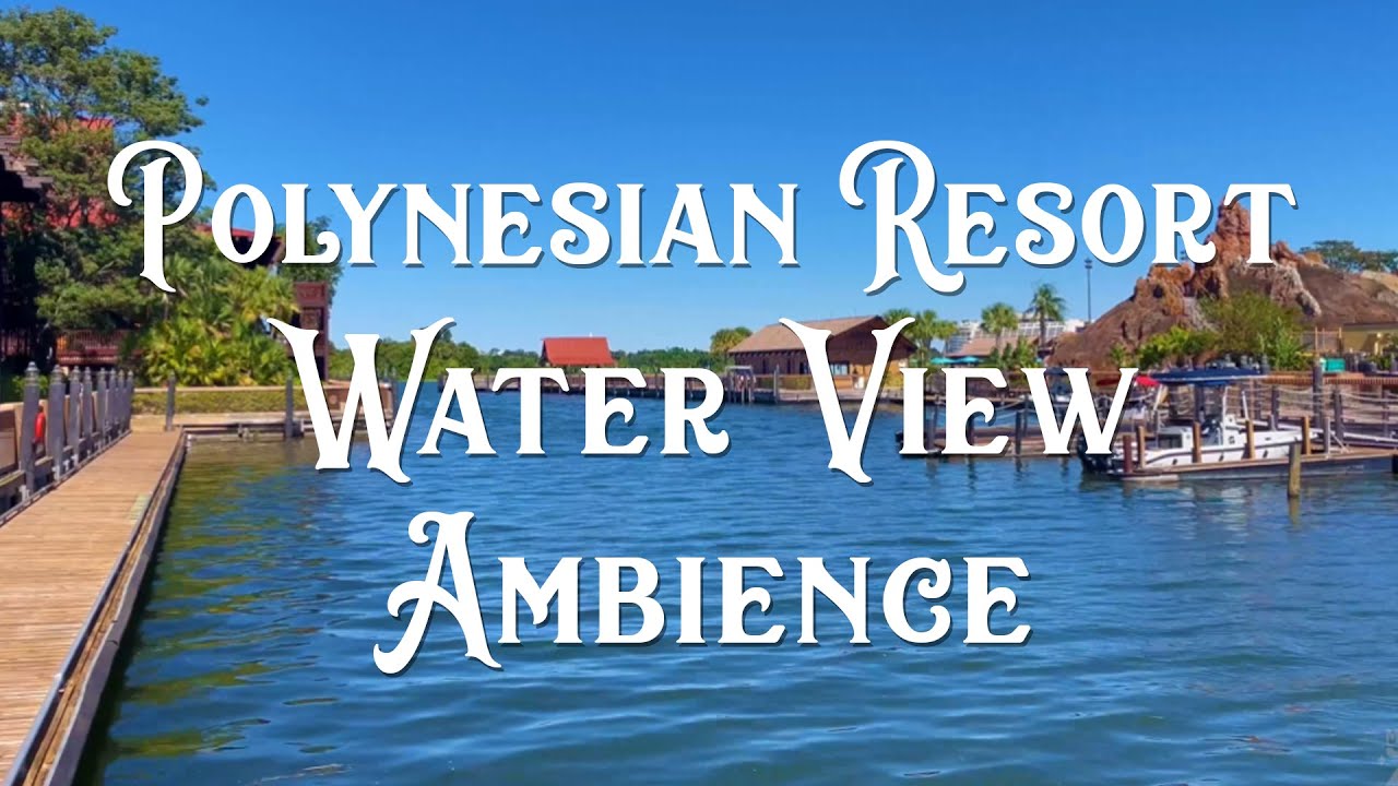4K Disney's Polynesian Resort 🌺 Bay Lake View ASMR Ambiance (3 Hours, fire, water, soft music)