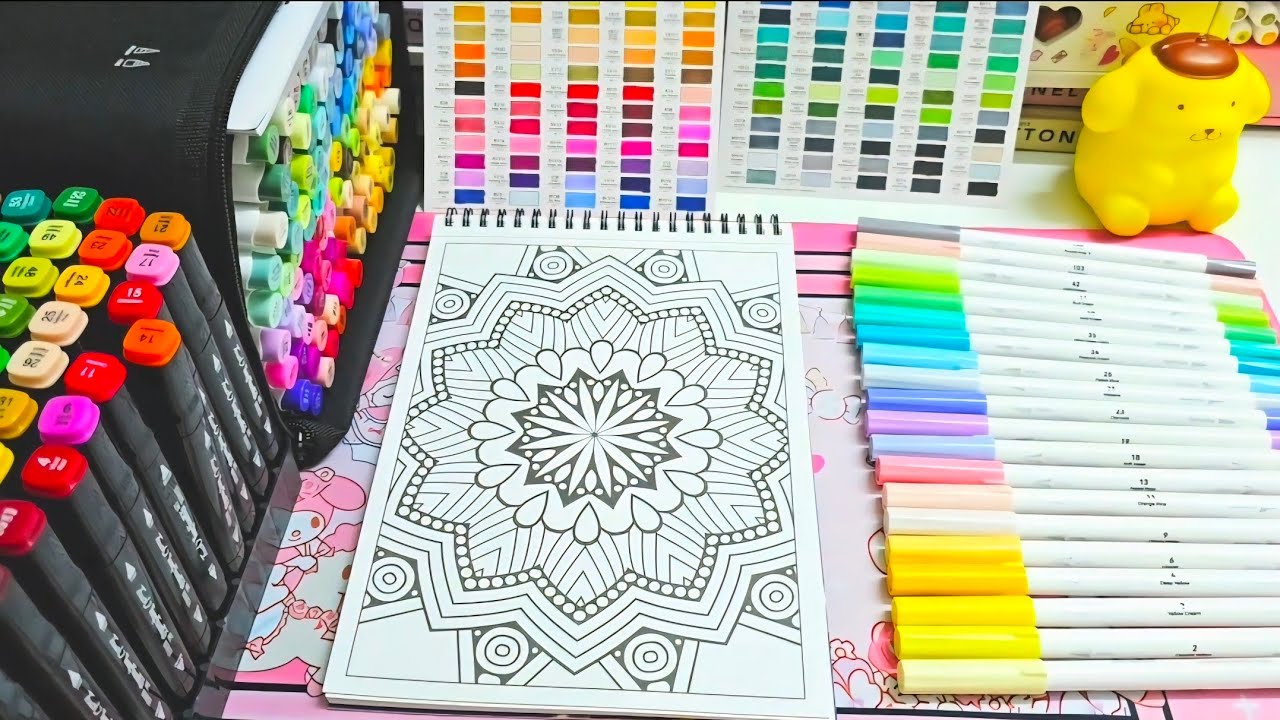 ASMR satisfying coloring 😌 mandala coloring ✨️ 💕 relaxing music 🎶 