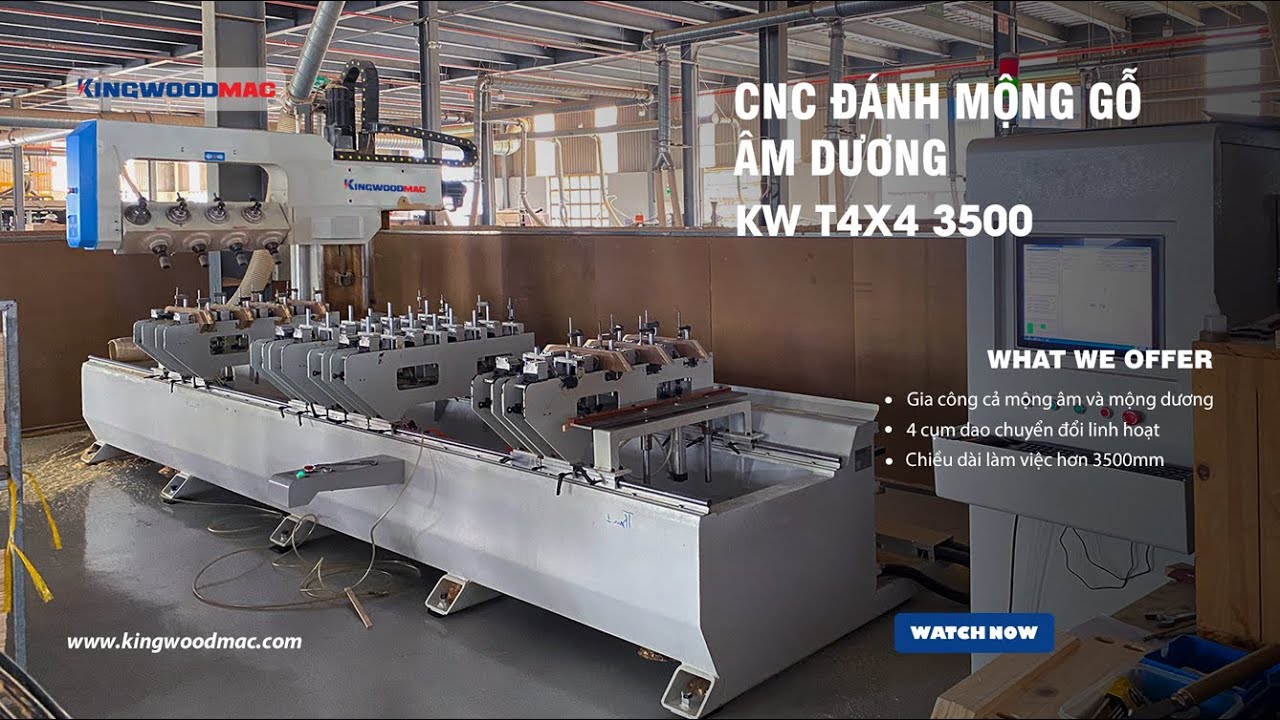 CNC đánh mộng gỗ âm dương | Máy đánh mộng âm dương 4 phôi cùng lúc | Máy Gỗ Kingwoodmac