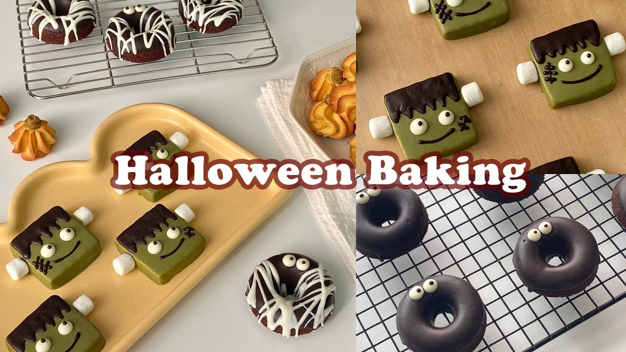 🎃디저트로 할로윈 분위기 내기👻  프랑켄슈타인 버터 쿠키, 미라 초코 도넛, 호박 상투과자 / 할로윈 베이킹