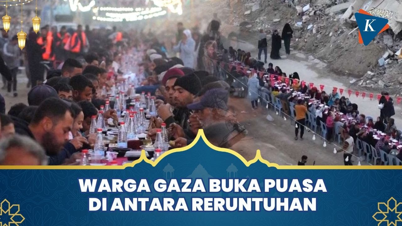 Ratusan Warga Gaza Buka Puasa Pertama di Antara Reruntuhan Rafah