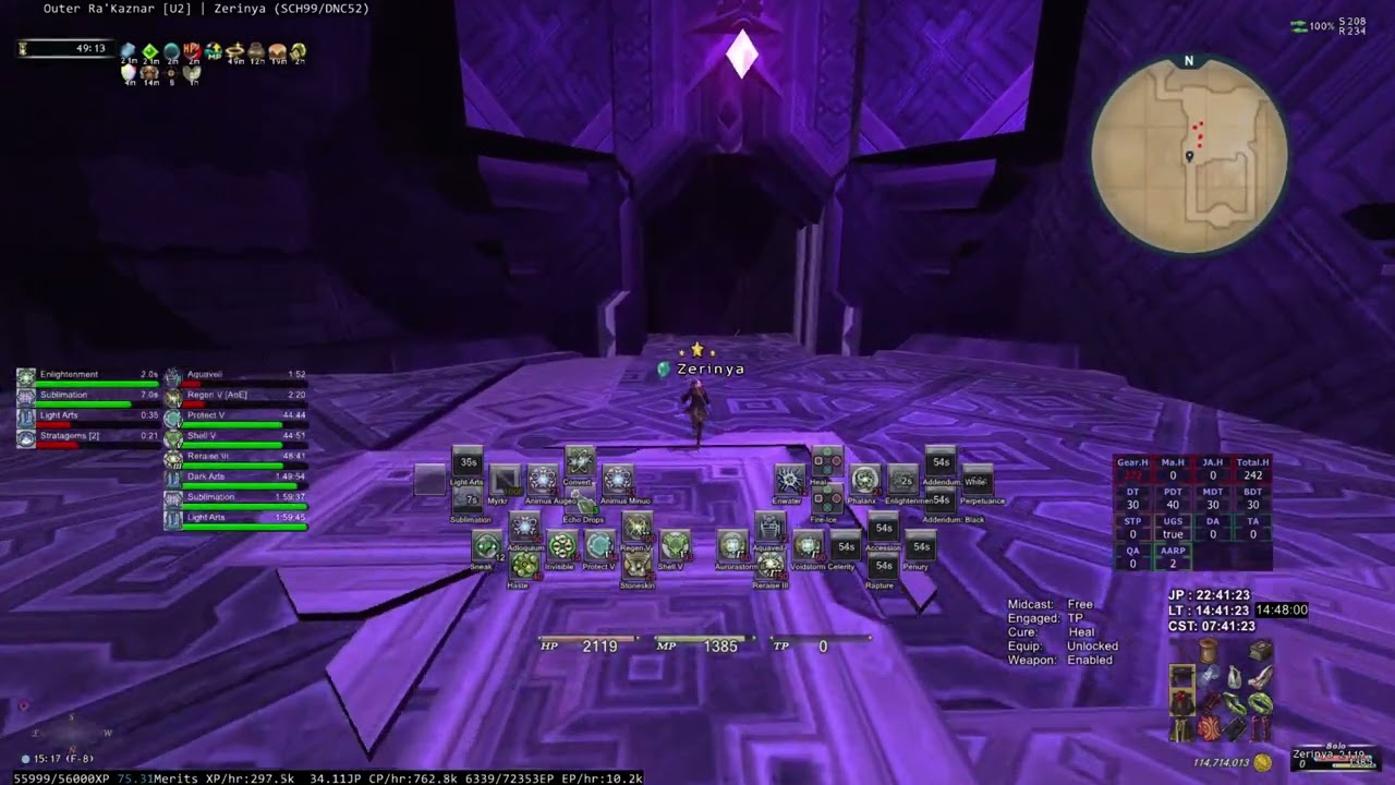 FFXI: Sortie SCH Solo, AEC Boss + 4 NMs ~20k Gally