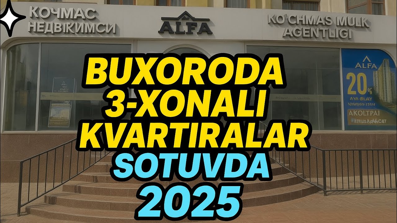Buxoroda 3 xonali kvartiralar sotuvda 2025