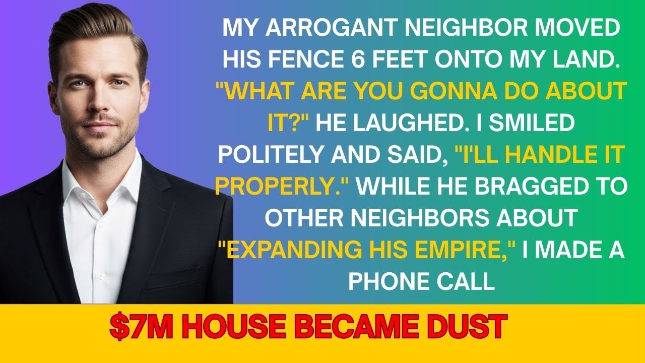 Neighbor Moved His Fence 6 Feet Onto My Land; I Quietly Made A Phone Call _ His Mansion Became Dust