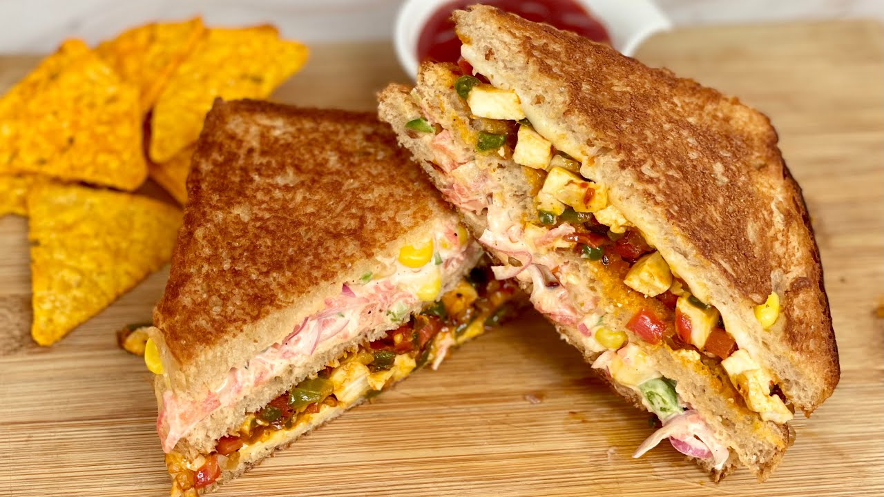 Crispy Schezwan Paneer Mayo Sandwich On Tawa |बाजार जैसा क्लब सैंडविच  Triple Layer Cheese Sandwich