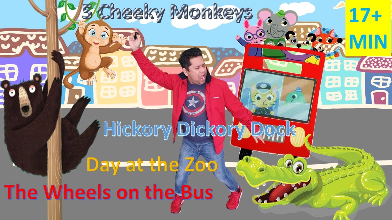 Best Nursery Rhymes Collection |5 Cheeky Monkeys+Hickory Dickory Dock+TheWheelsOnTheBus+DayAtTheZoo