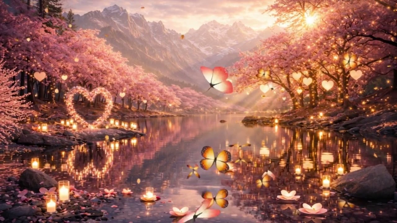 Calming Ambient Background Music 💕 Romantic Valentine’s Meadow Ambience to Work, Study or Relax