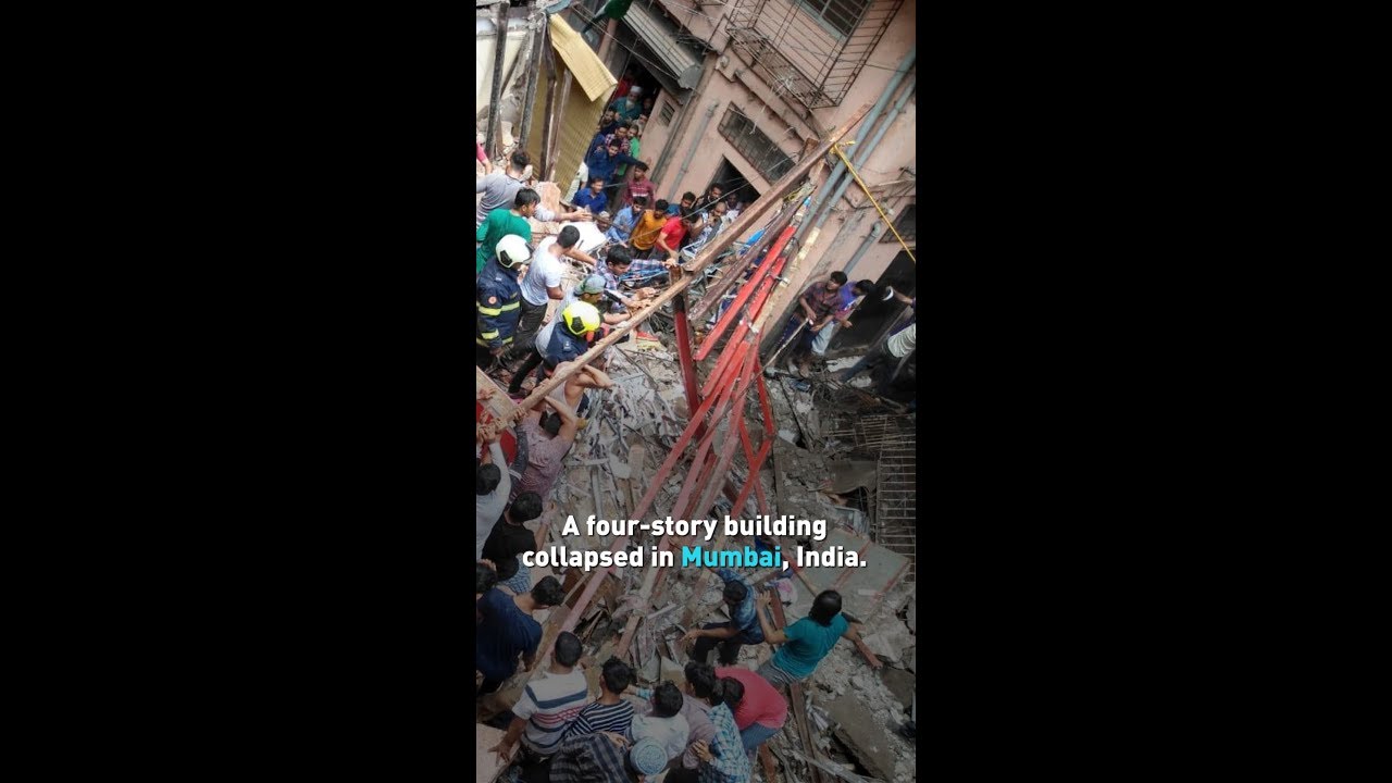 A four-story building collapsed in Mumbai, India