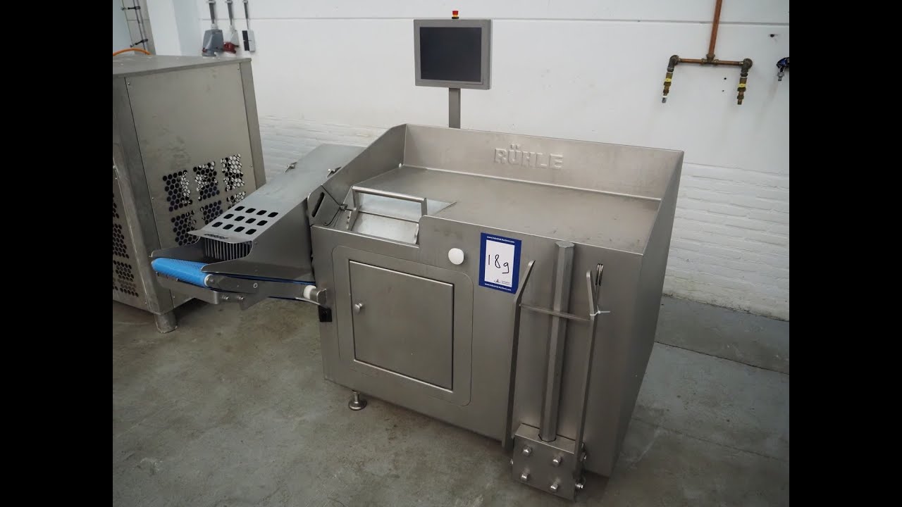 984-189: Rühle dicer with lifter for E2-crates and outfeed belt