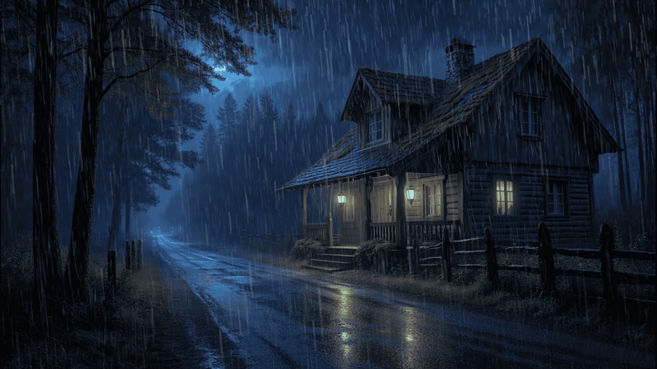 Rain on Cabin Roof at Night – ASMR Sleep Sounds for Deep Relaxation, Study & Focus | No Music