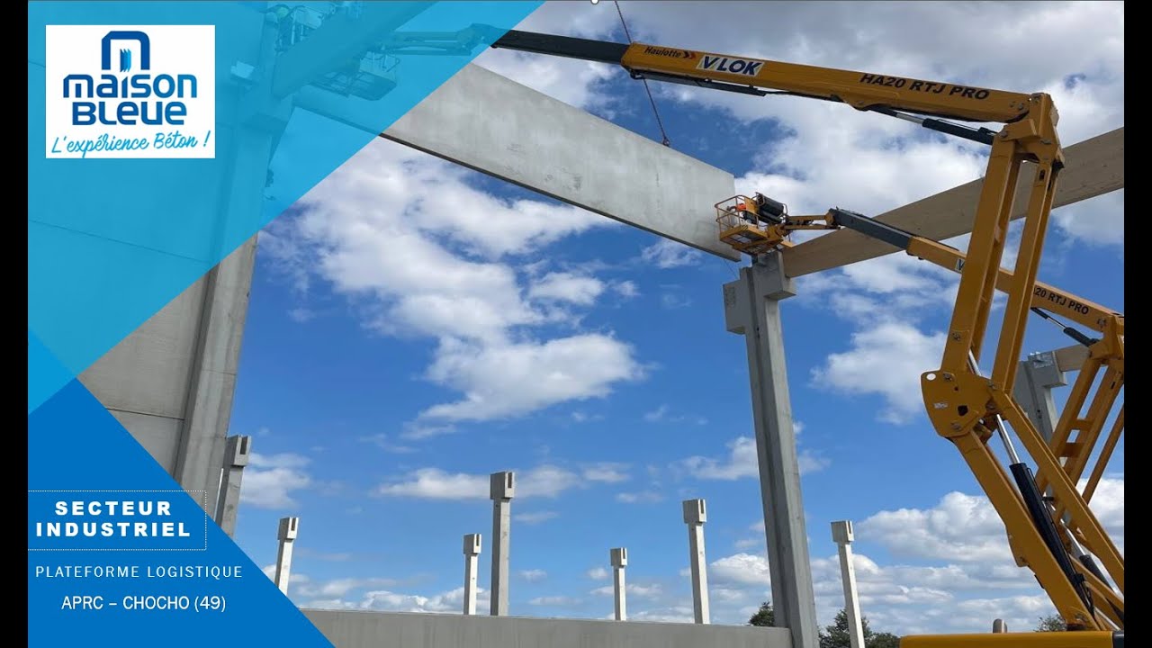 CHANTIER INDUSTRIEL : ENTREPOT LOGISTIQUE Poteaux et éléments préfabriqués en béton