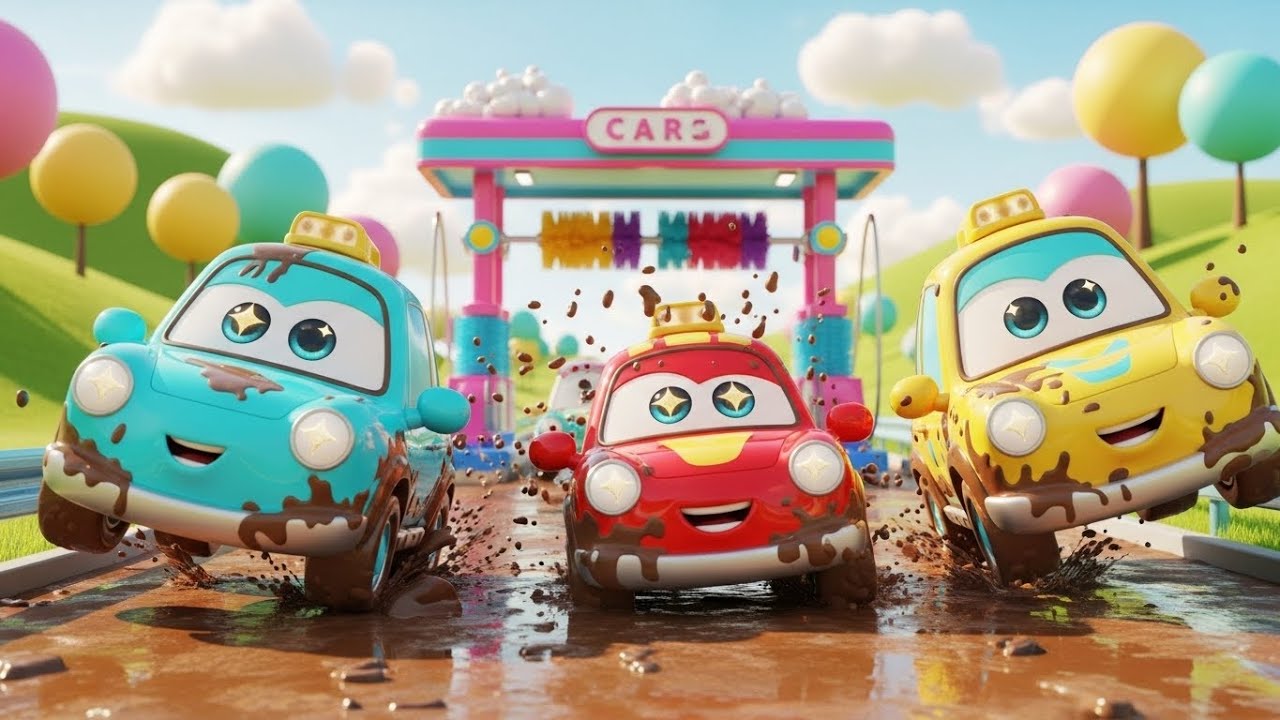 Bubble Dash! Muddy Cars Speed into the Car Wash Challenge 🚗🫧 | Kids Fun Song