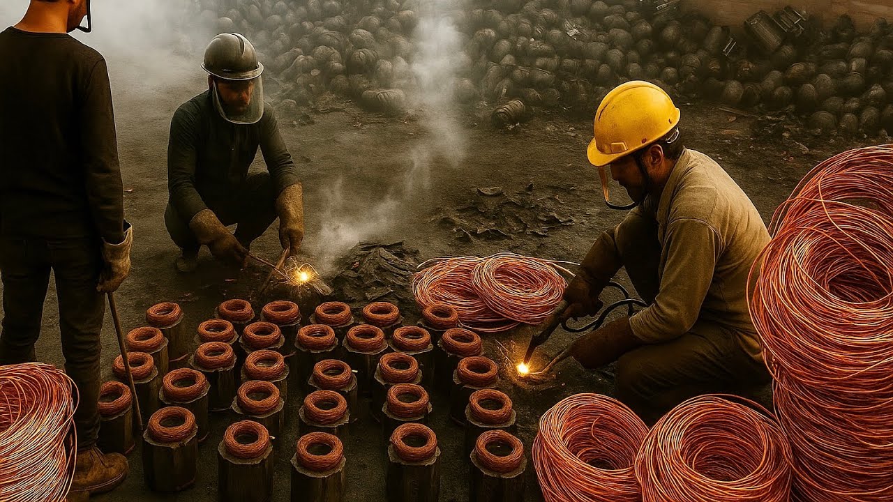 How Pure Copper Wires Are Made from Old AC Compressors &mdash; Full Copper Recycling Factory Process