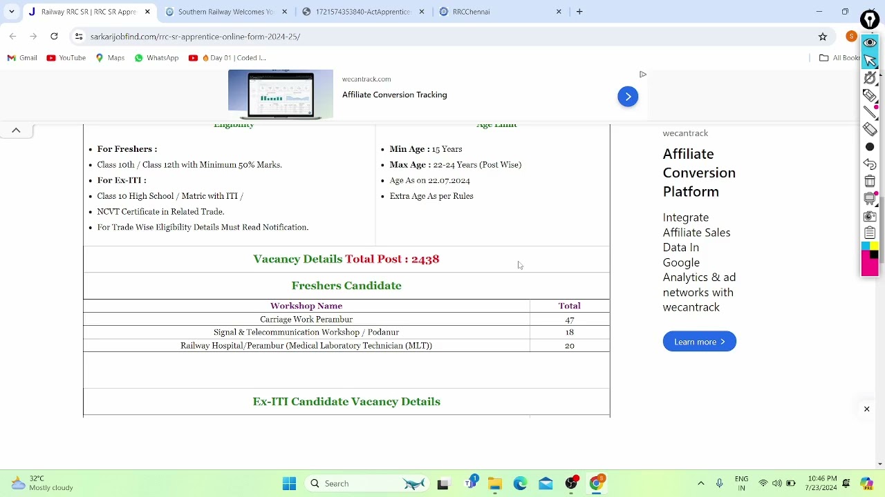 Indian Southern Railway Apprentices Notification Out 2024 | 2438+ Posts | Age |Trade |All Details