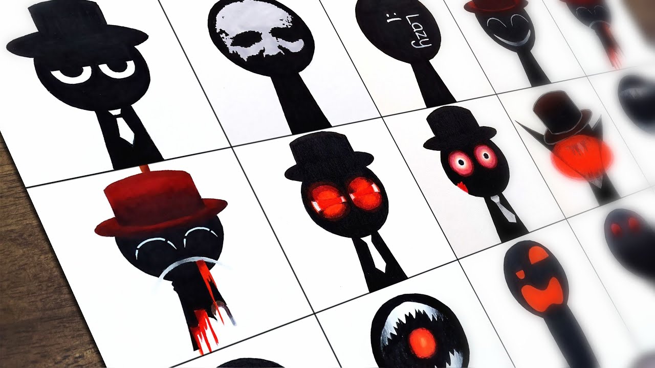 Drawing Incredibox Sprunki : Black Phase 1 to Phase 19 | Sprunki Mod