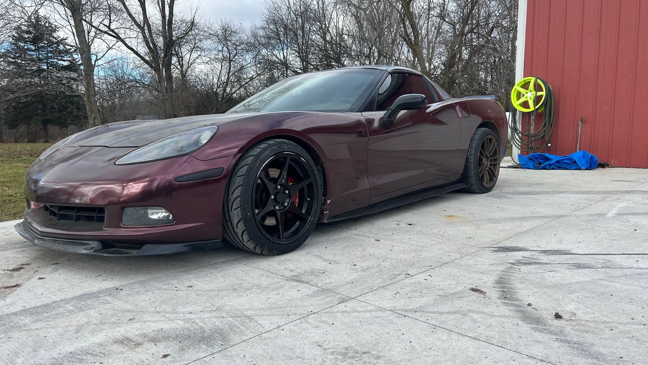 The C6 gets some much needed silvers coil overs. This is going to be so much nicer to drift