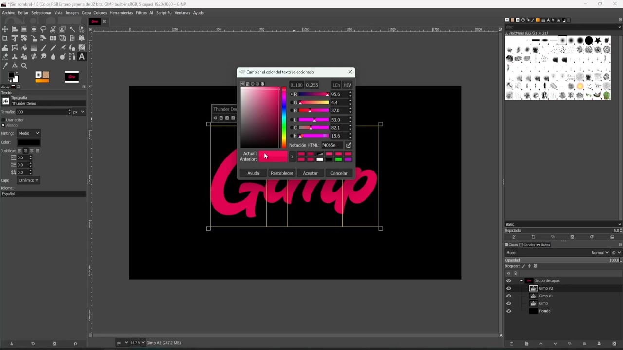 Crea texto iluminado con GIMP