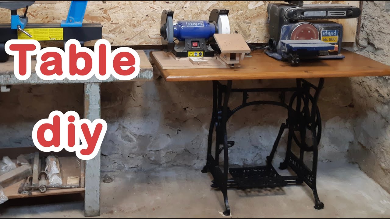 Rénovation d'un piétement de machine à coudre - transformation en meuble pour l'atelier