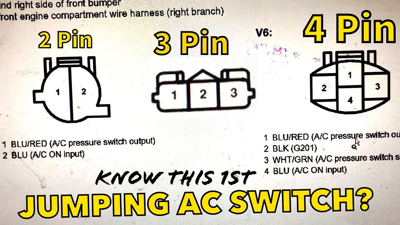 Jumping or Bypassing AC PRESSURE switch? 2 pin 3 pin or 4 pin AC pressure switch on Honda and Acura