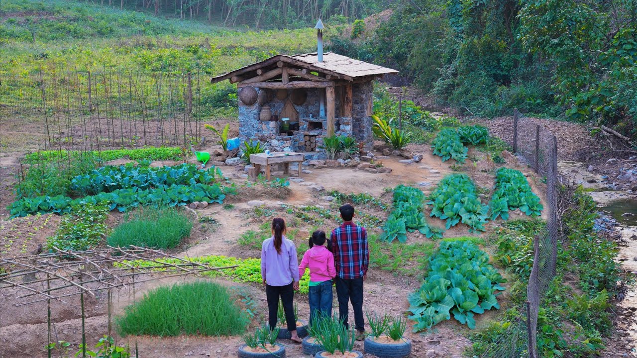 Family Three Quit Civilazation: Build Stone House Homesteading + Timelapse Start To Finish