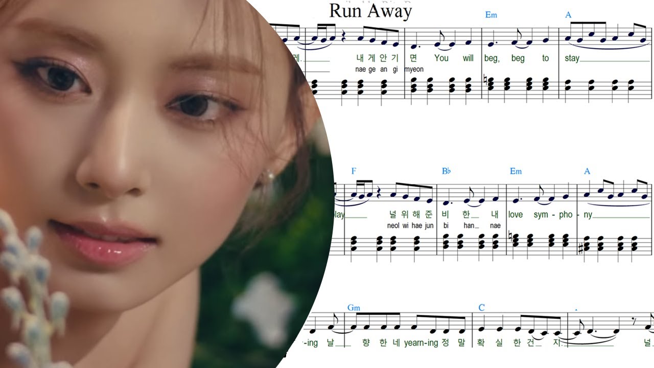 Tzuyu of Twice — Run Away 악보 Piano Sheet Music