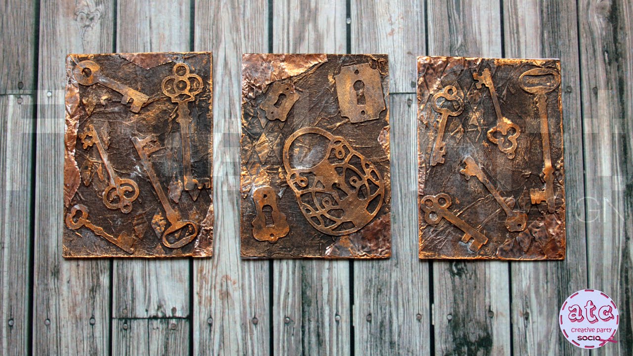 Old Keys - Mixed Media ATC series - Artist Trading Cards (start to finish) Pixel Art Design