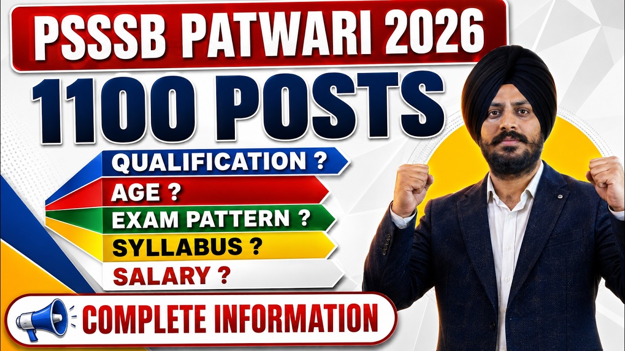 PSSSB Patwari bharti 2026 | Eligibility, Qualification | Punjab Patwari Recruitment 2026