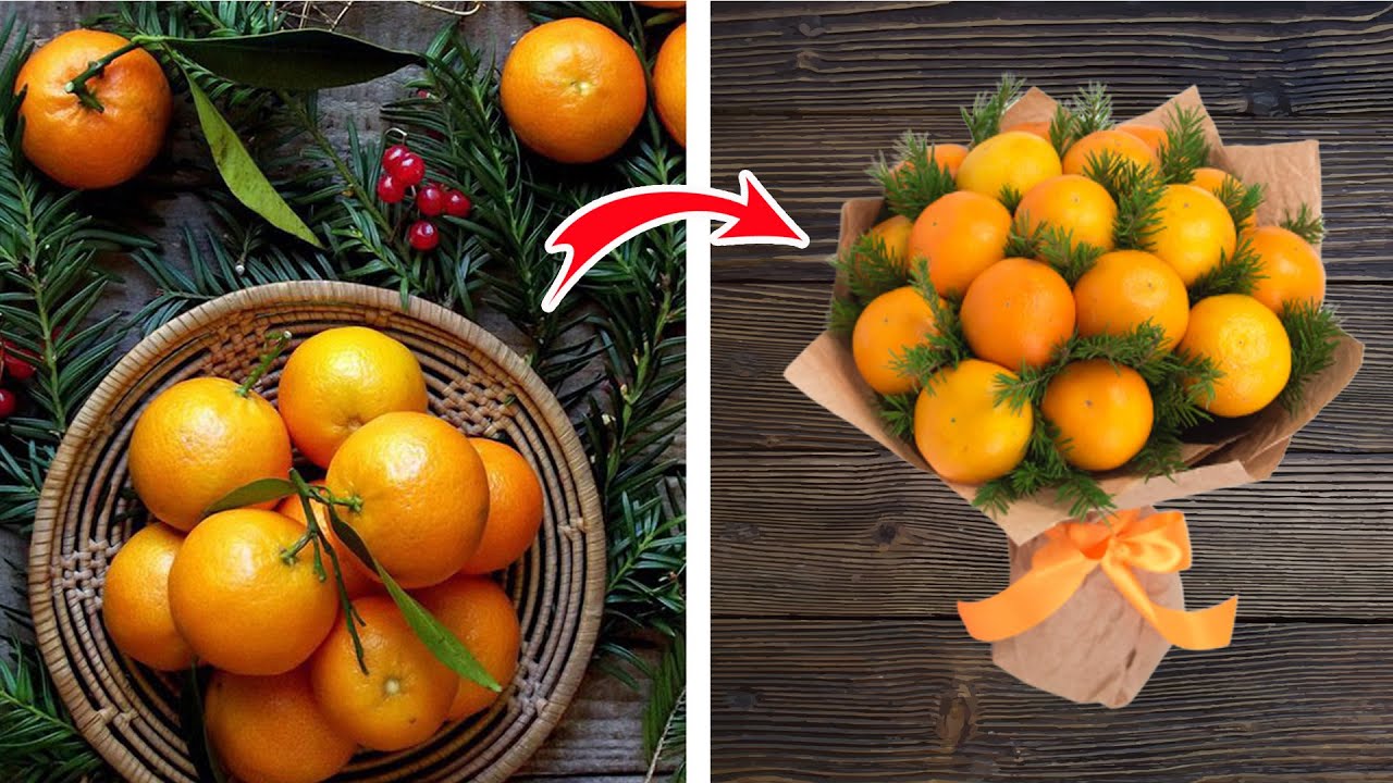 4 идеи - букеты из фруктов на новый год ☆ Diy Buket7ruTV