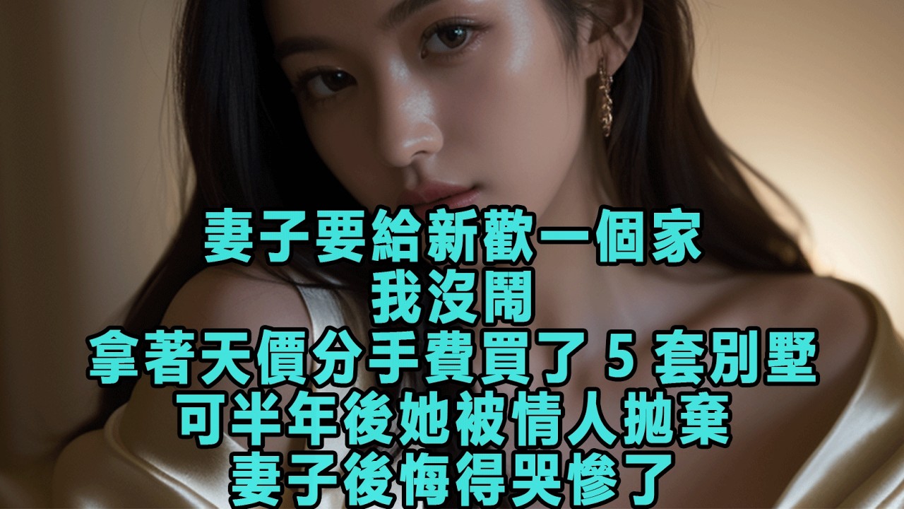 妻子要給新歡一個家，我沒鬧，拿著天價分手費買了5套別墅，可半年後她被情人拋棄，妻子後悔得哭慘了#出軌小說 #愛情故事 #白月光 #幸福人生