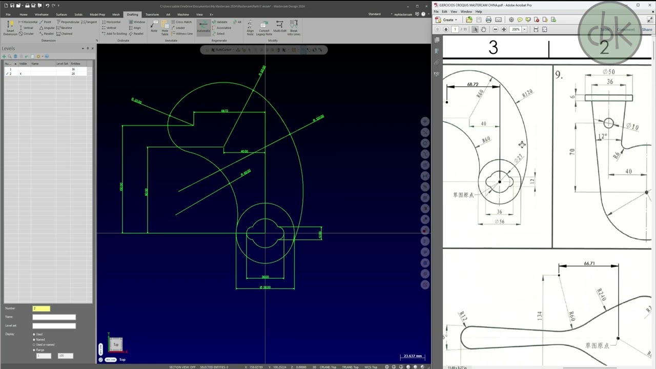 MASTERCAM - EJERCICIOS DE DIBUJO EN MASTERCAM 2