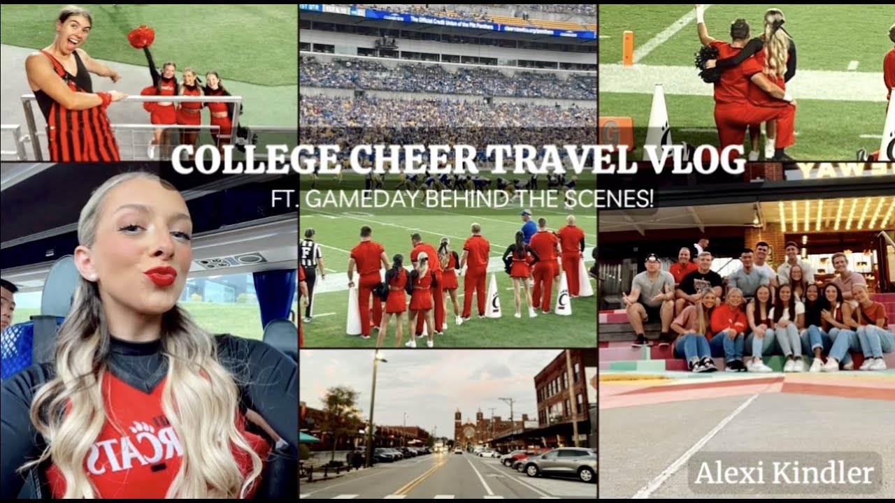 D1 College CHEER/FOOTBALL Game-day Vlog + TRAVEL (UC Cheerleading)