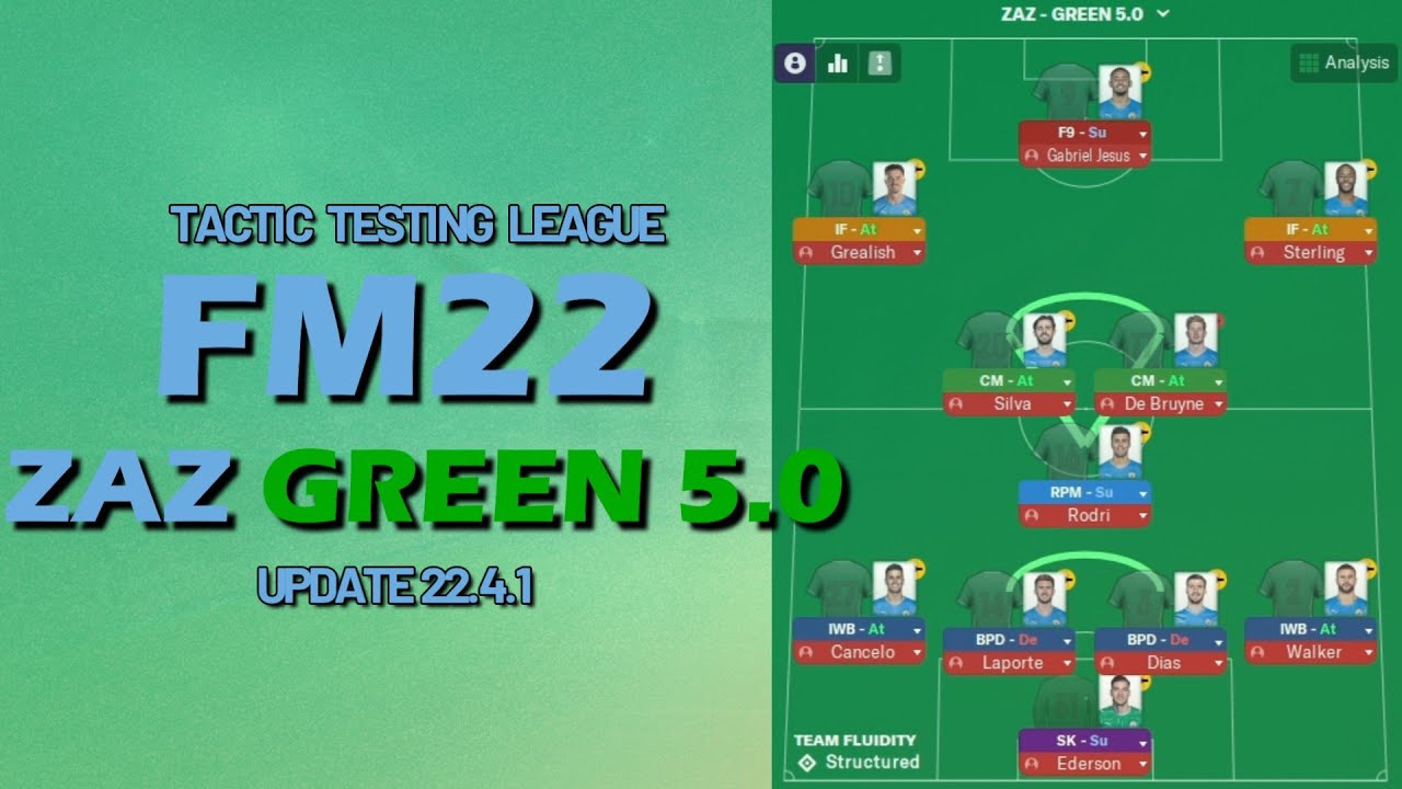 Tactic Testing League - ZaZ GREEN 5.0 - FM22 - Football Manager 2022