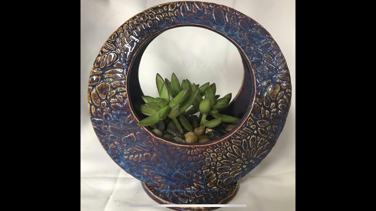Slab building a round succulent planter