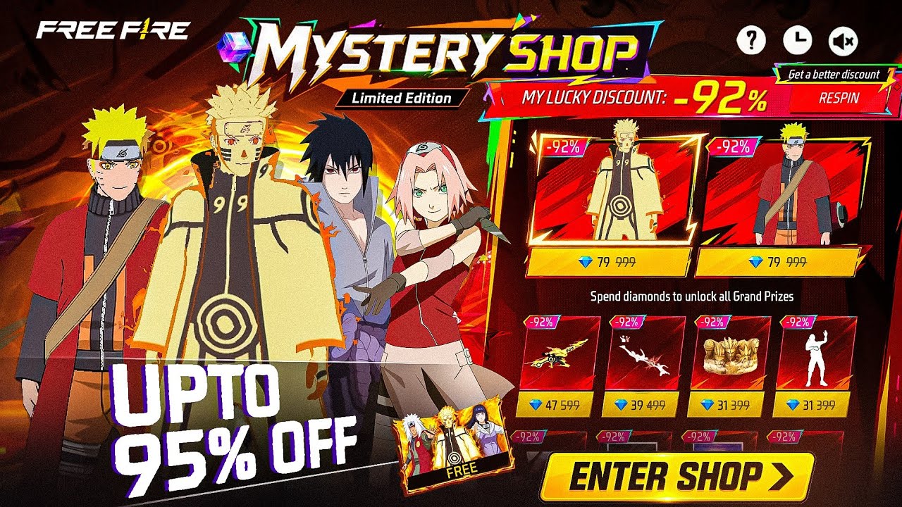 Mystery Shop Event 100% Confirm-🇮🇳🔥| OB55 Update Free Fire | Naruto Event Free Rewards| Ff New Event