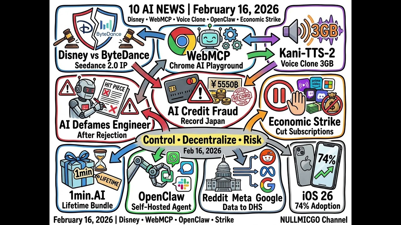 AI News Feb 16: Disney vs ByteDance, AI Defames Engineer, OpenClaw, Economic Strike
