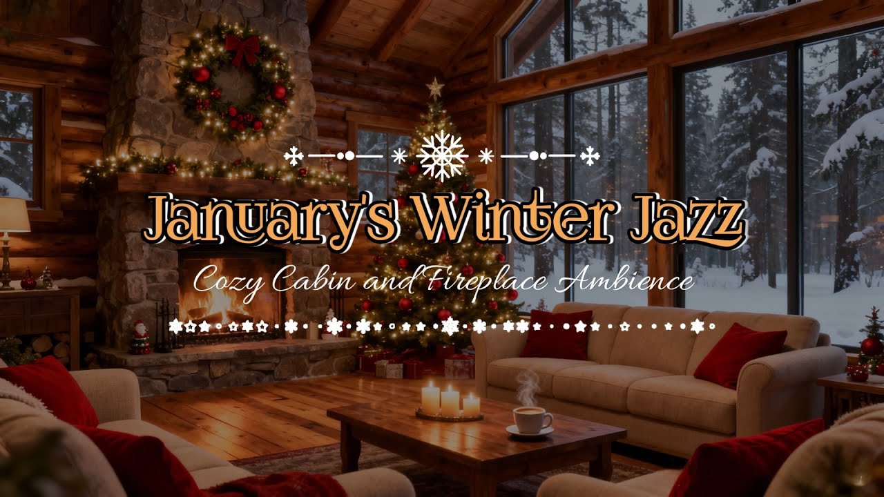 Relaxing Instrumental Christmas Jazz 2026 January Winter 🎄 Cozy Cabin Ambience & Warm Fireplace Glow